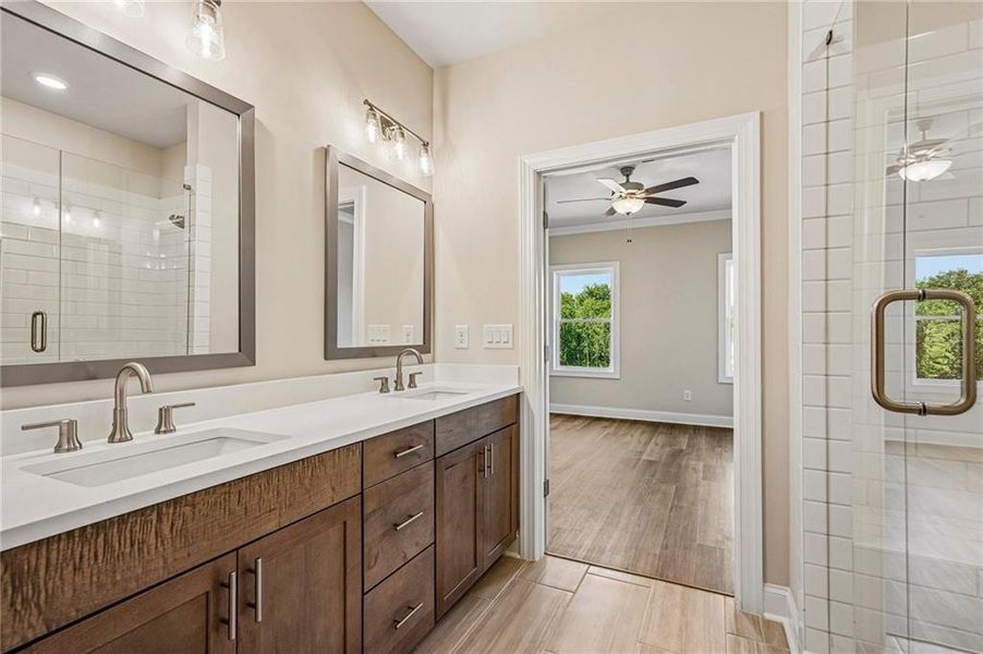 Furnished interior view inside a new home in Waterside Townhomes, Peachtree Corners (Image 7). Furnished interior view inside a new home in Waterside Townhomes, Peachtree Corners (Image 7).