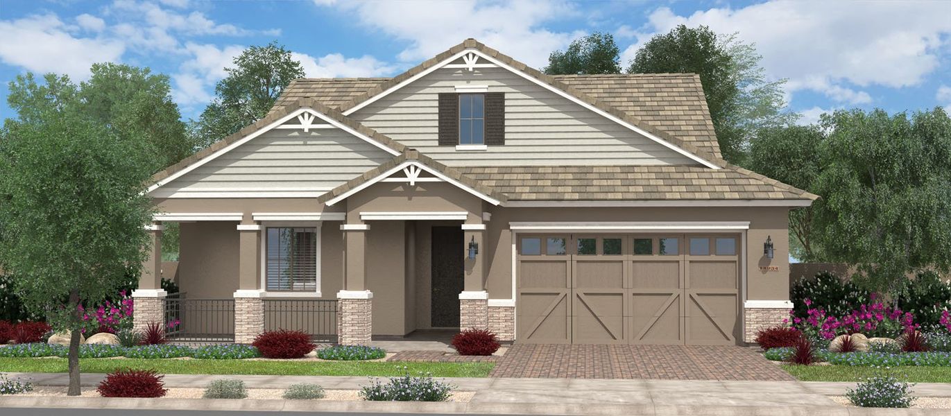 Representative exterior photo of a completed home built from the Live Oak by Fulton Homes in Groves at Barney Farms, Queen Creek, AZ (Image 5).