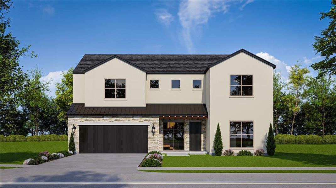 Front exterior of a new home in Ferguson Place, Grapevine, TX, highlighting curb appeal (Image 1). Front exterior of a new home in Ferguson Place, Grapevine, TX, highlighting curb appeal (Image 1).