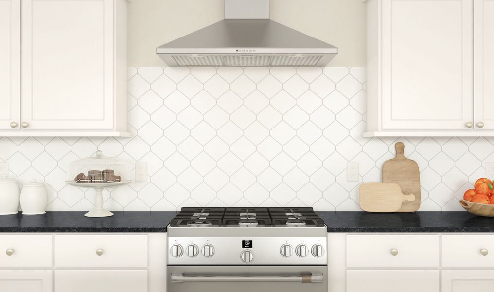 Striking subway tile backsplash