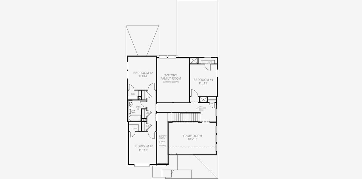 2D floor plan layout for the 2442W by Perry Homes in Lariat 45', Liberty Hill, TX (Image 4). 2D floor plan layout for the 2442W by Perry Homes in Lariat 45', Liberty Hill, TX (Image 4).
