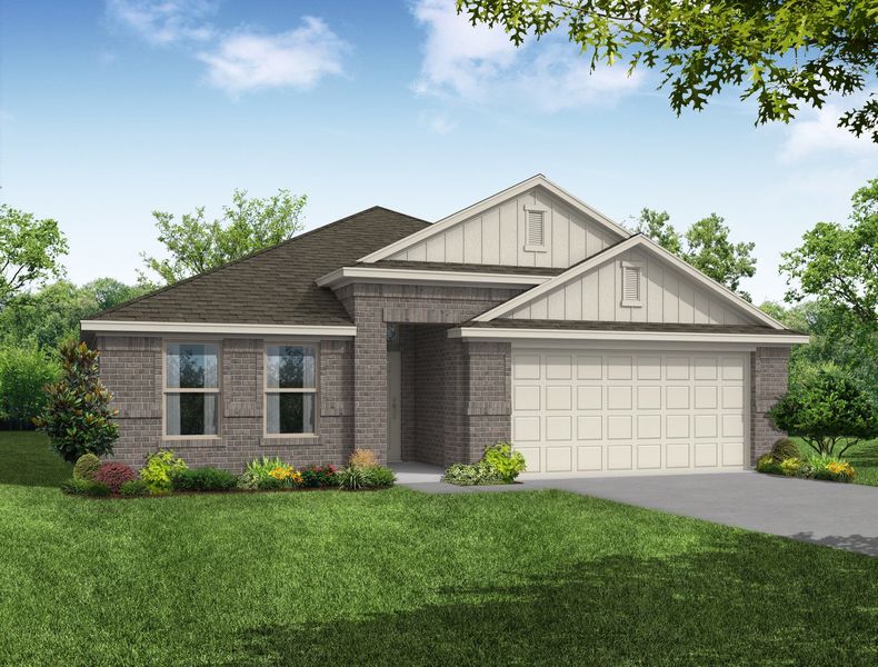 Representative exterior photo of a completed home built from the Cheyenne by Impression Homes in De Berry Reserve, Royse City, TX (Image 7). Representative exterior photo of a completed home built from the Cheyenne by Impression Homes in De Berry Reserve, Royse City, TX (Image 7).