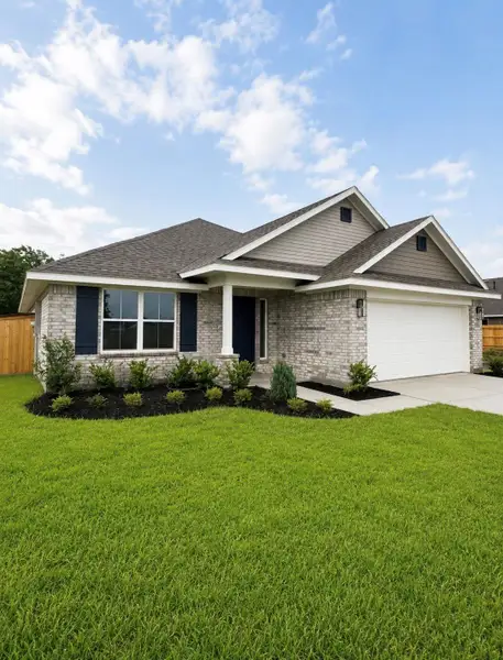 Front exterior of a new home in River Ranch Trails, Dayton, TX, highlighting curb appeal (Image 11). Front exterior of a new home in River Ranch Trails, Dayton, TX, highlighting curb appeal (Image 11).