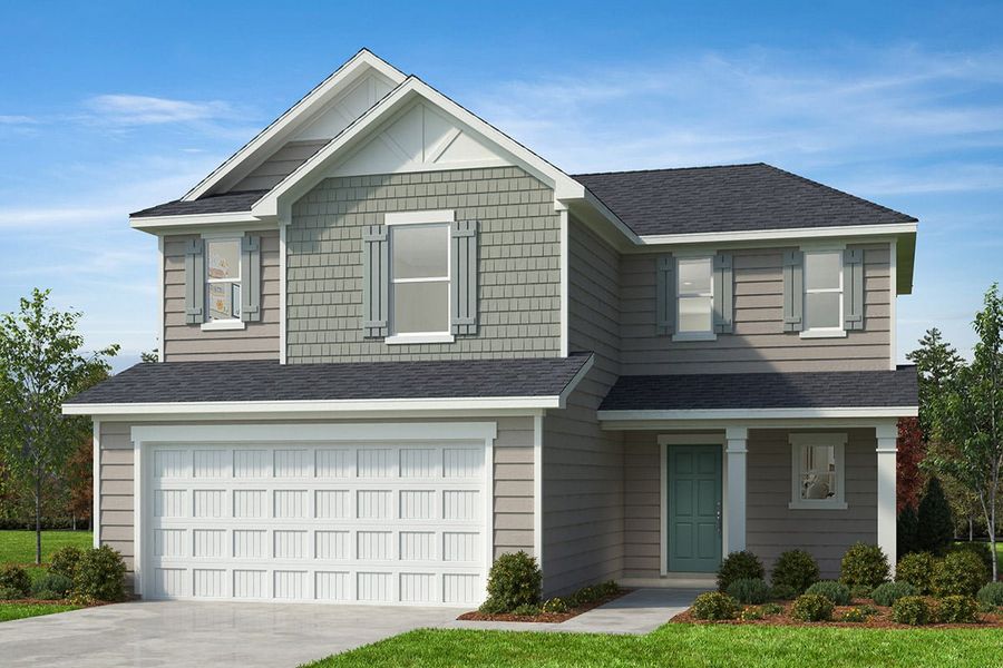 Representative exterior photo of a completed home built from the 1702 Modeled by KB Home in Freeman Farms, Youngsville, NC (Image 15).