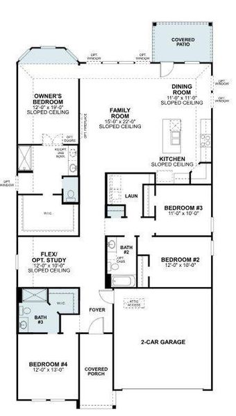 2D floor plan layout of this home in Woodstone, Providence Village, TX (Image 4). 2D floor plan layout of this home in Woodstone, Providence Village, TX (Image 4).