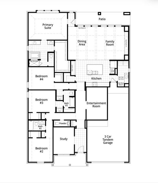 2D floor plan layout for the Birchwood by Highland Homes in Goodland, Venus, TX (Image 7).