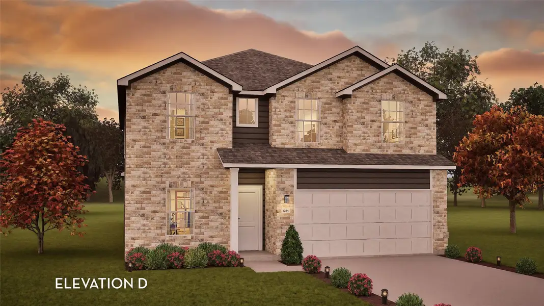 Front exterior of a new home in Cypress Green, Hockley, TX, highlighting curb appeal (Image 1). Front exterior of a new home in Cypress Green, Hockley, TX, highlighting curb appeal (Image 1).