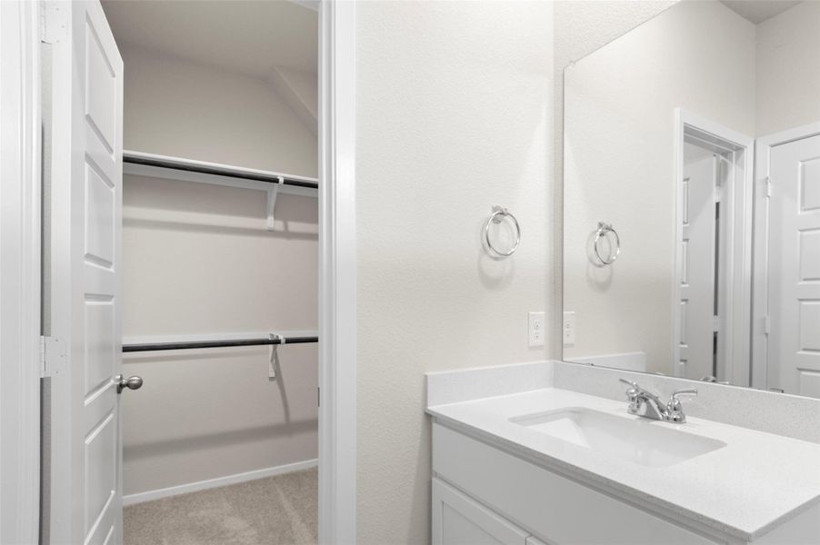 Bathroom with a spacious closet and vanity