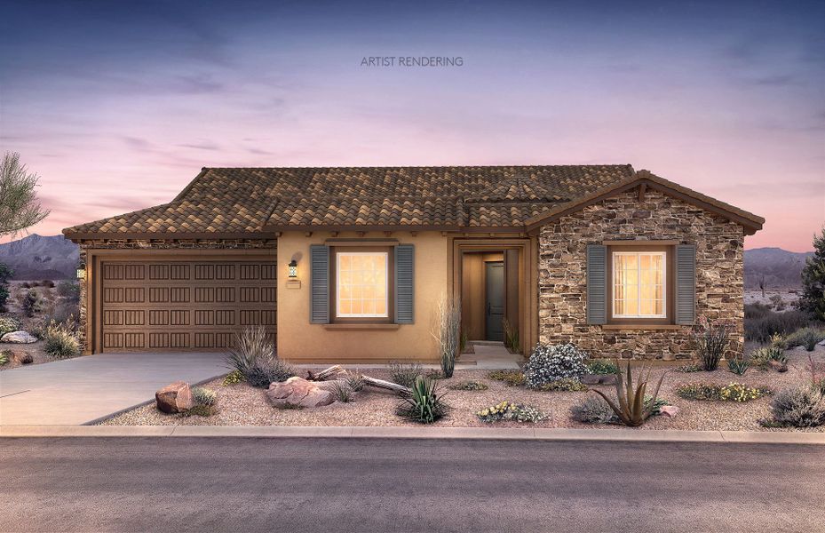 Representative exterior photo of a completed home built from the Voyage by Del Webb in Sun City Festival, Buckeye, AZ (Image 17).