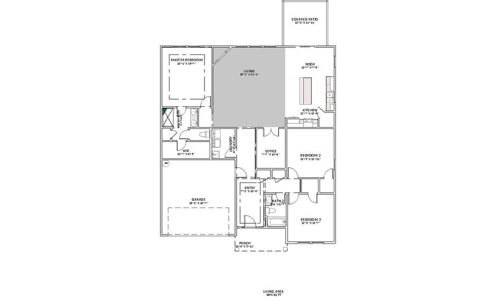 2D floor plan layout for the Franklin by Enchanted Homes in Guadalupe Heights, Seguin, TX (Image 5).