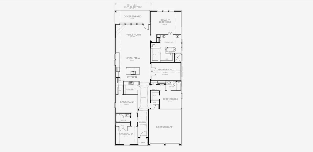 2D floor plan layout for the 2545W by Perry Homes in Trinity Falls At Province Woods 50', McKinney, TX (Image 5).