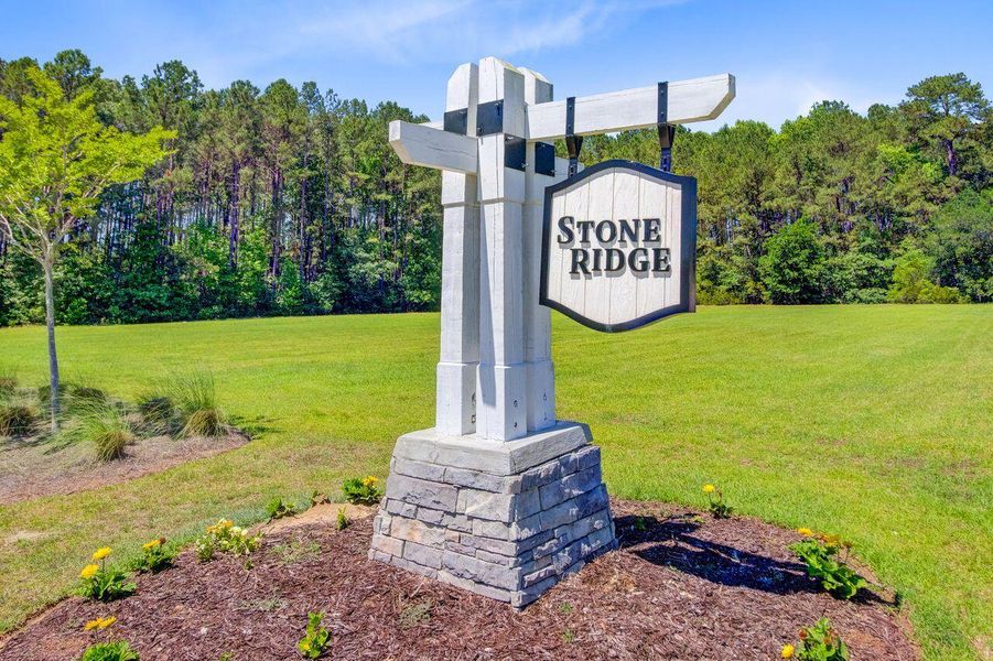Front exterior of a new home in Stone Ridge, Moncks Corner, SC, highlighting curb appeal (Image 20).