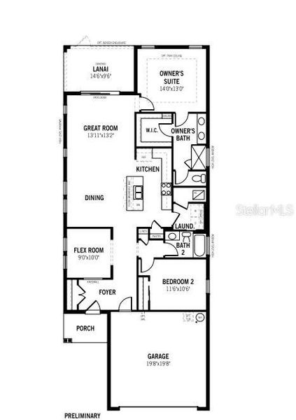 2D floor plan layout of this home in Sanderling, Palmetto, FL (Image 2).
