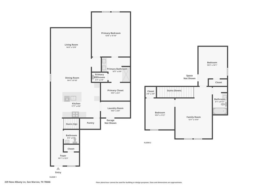 2D floor plan layout of this home in Whisper South, San Marcos, TX (Image 3).