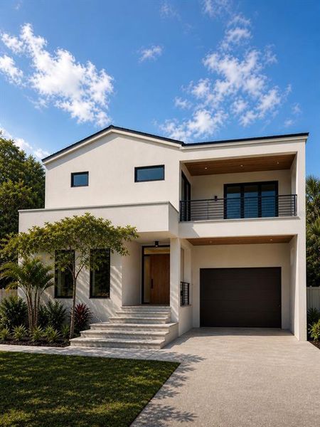Front exterior of a new home in , Sarasota, FL, highlighting curb appeal (Image 1). Front exterior of a new home in , Sarasota, FL, highlighting curb appeal (Image 1).