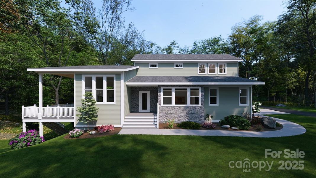 Front rendering – Reems Creek Village custom home