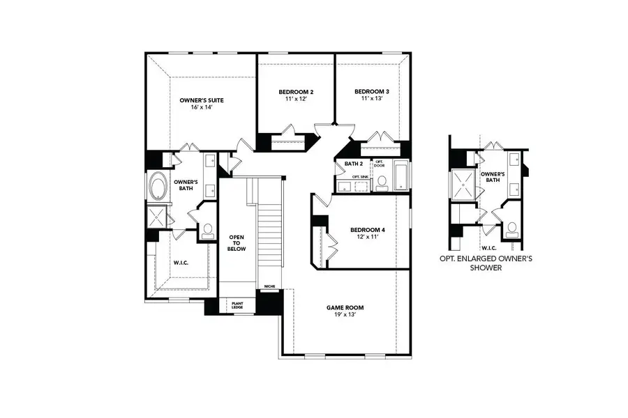 2D floor plan layout of this home in Beamer Villas, Friendswood, TX (Image 3).
