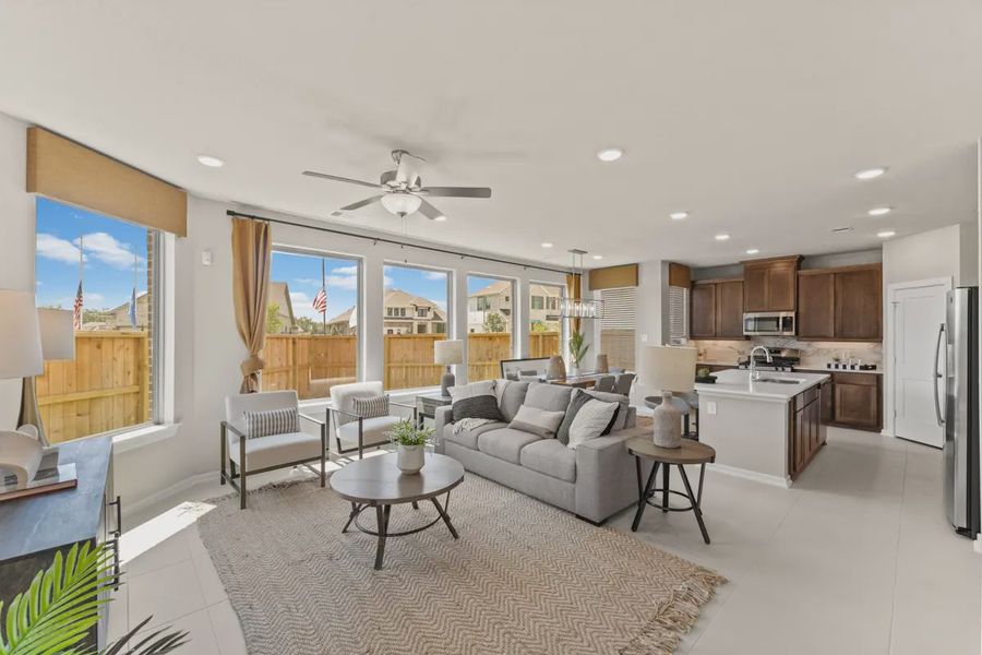 Representative furnished interior of a home built from the Capeside by Chesmar Homes in Meridiana Courtyard Collection, Manvel (Image 5).
