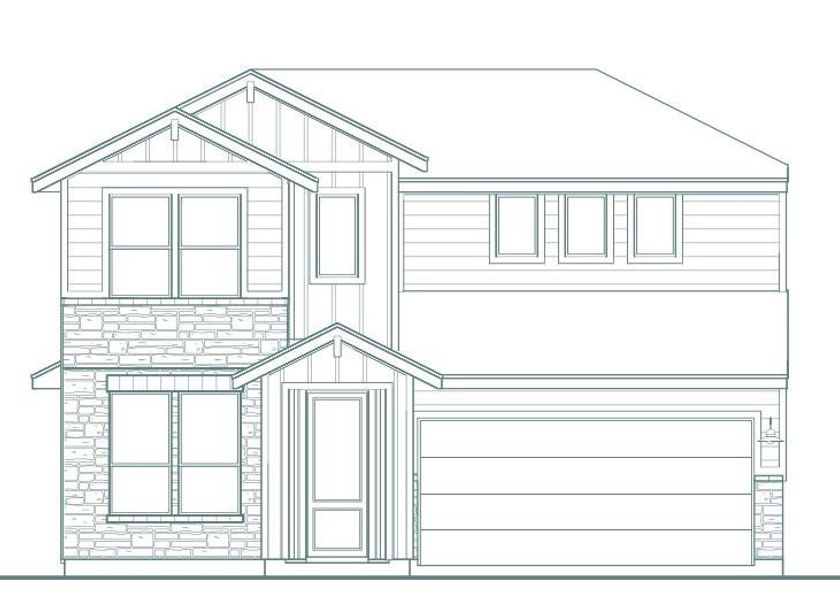 Exterior rendering of this home design in Wellspring, Hutto, TX (Image 2). Exterior rendering of this home design in Wellspring, Hutto, TX (Image 2).