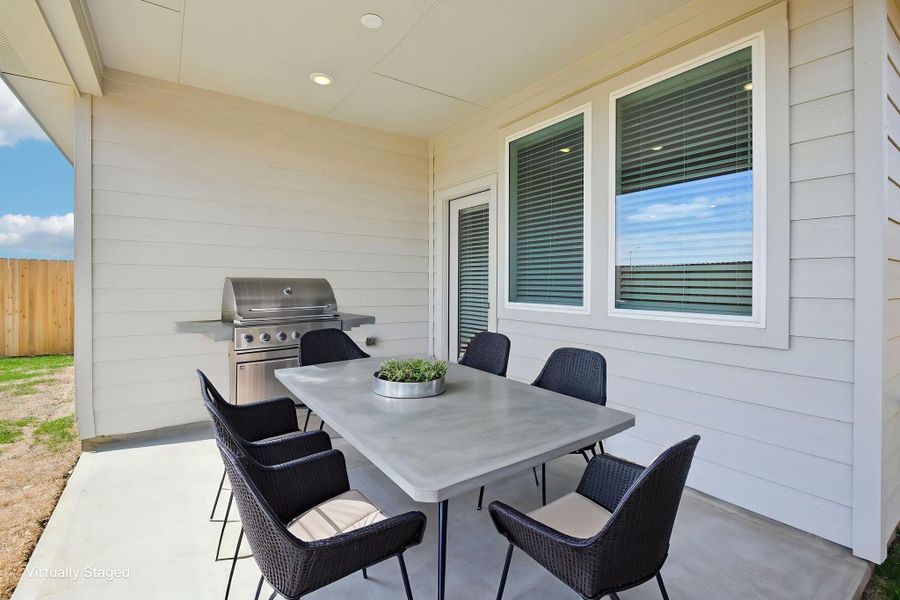 Exterior details and patio area of a home in Sanford Farms - Traditional Series, Waller (Image 4).