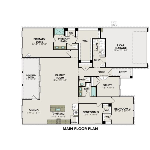 2D floor plan layout for the The Rockford D by Davidson Homes LLC in The Reserve at Potranco Oaks, Castroville, TX (Image 3).