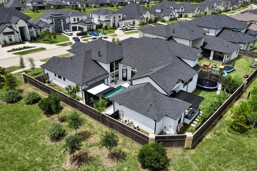 This home has the absolute premier corner lot in Cross Creek Ranch, with no neighbors on the side or in the back, providing ultimate privacy while enjoying the backyard.