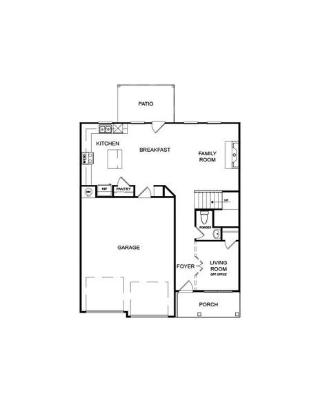 2D floor plan layout for the The Downey by Direct Residential Communities in The Hills at Cedar Creek, Winder, GA (Image 5).