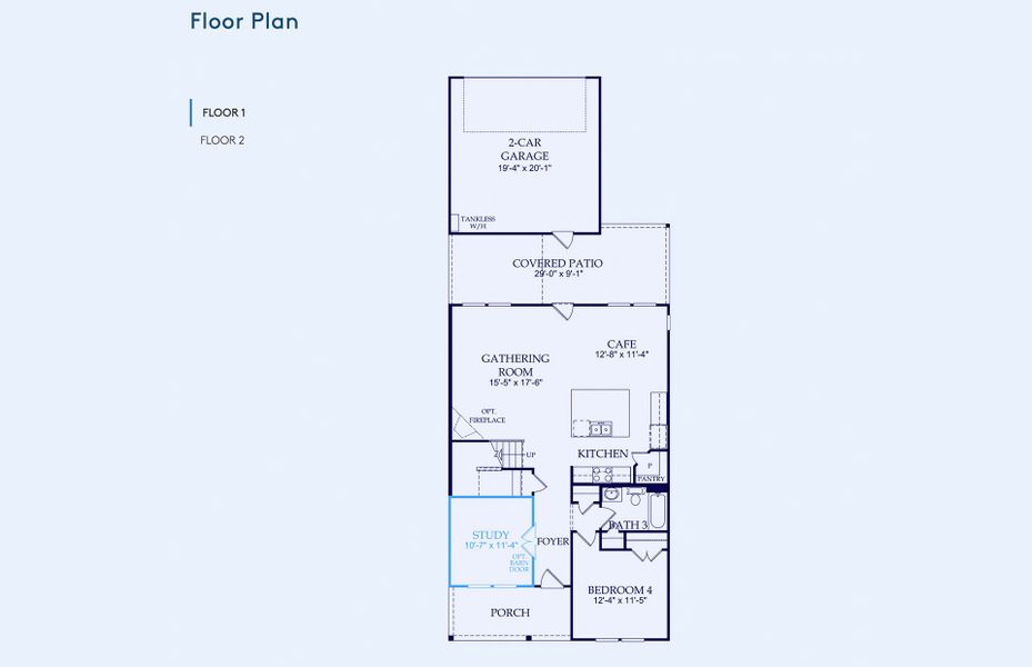 2D floor plan layout of this home in Pinnacle at Legacy Hills, Celina, TX (Image 2).