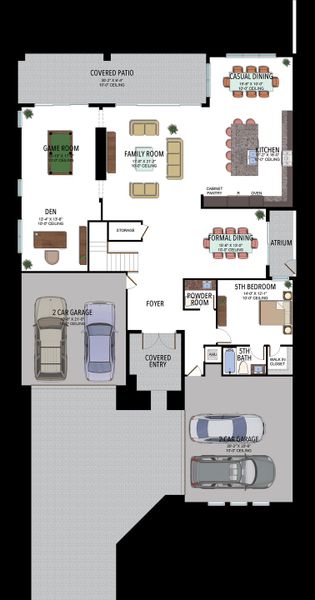 2D floor plan layout for the Maldives by GL Homes in Lotus Edge, Boca Raton, FL (Image 5).