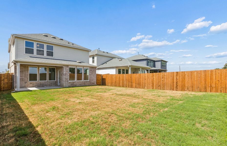 Exterior details and patio area of a home in Ribbonwood, Aubrey (Image 2).