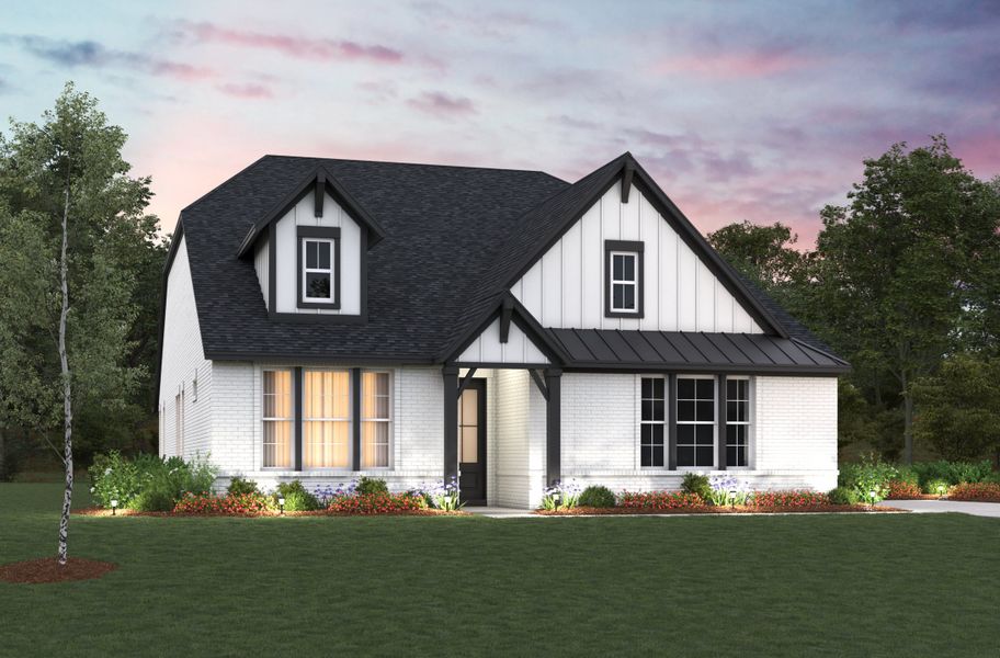 Representative exterior photo of a completed home built from the Mckinney by Beazer Homes in Timber Hollow, Magnolia, TX (Image 10). Representative exterior photo of a completed home built from the Mckinney by Beazer Homes in Timber Hollow, Magnolia, TX (Image 10).