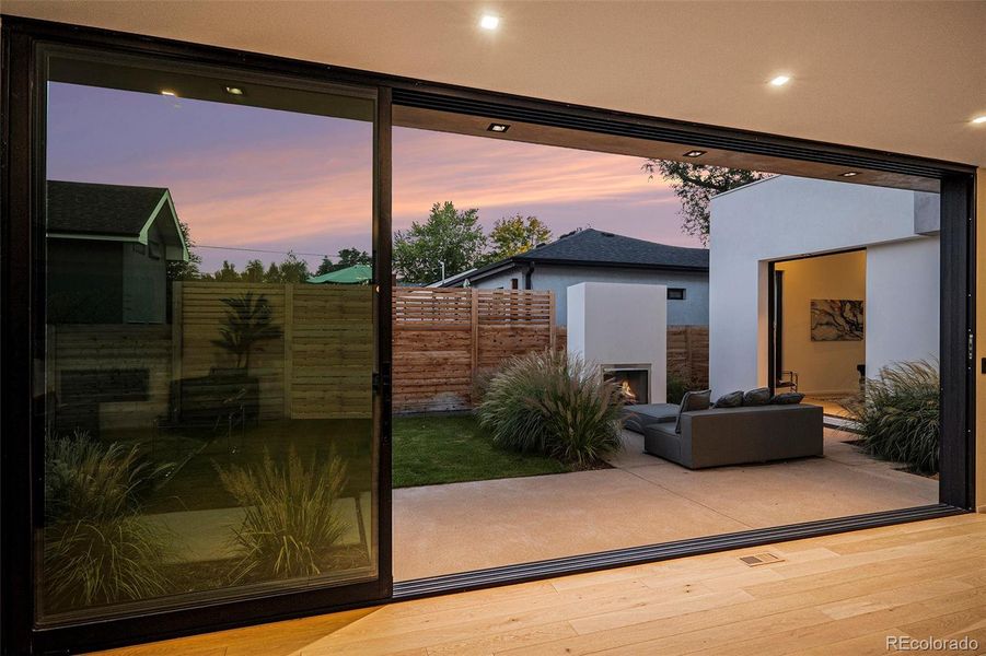 20' slider stacked glass to patio