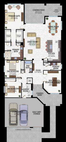 2D floor plan layout for the Annabelle by GL Homes in Valencia Ridge (55+), Wesley Chapel, FL (Image 5).