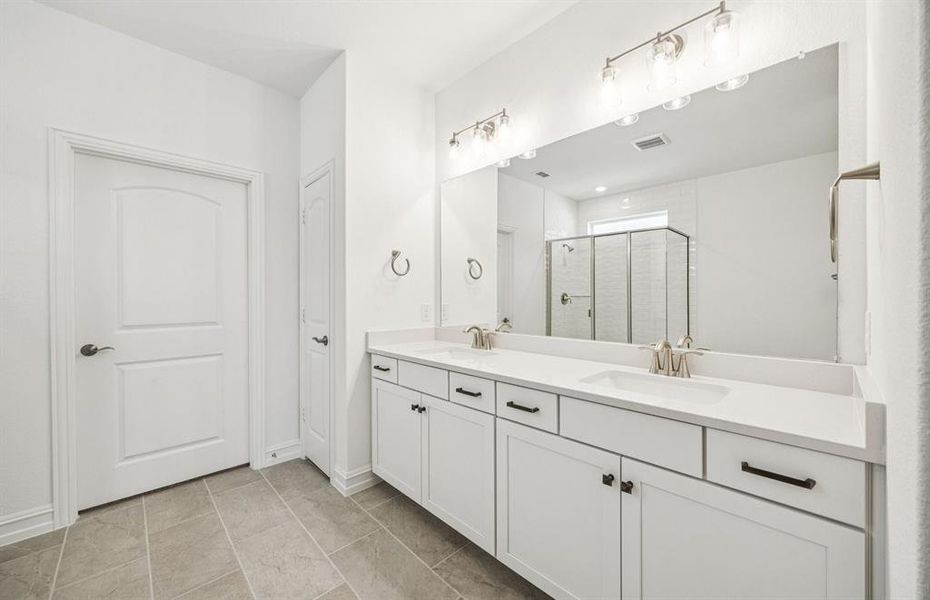 Luxurious owner's bath complete with double sinks and a generous shower *Real home pictured Luxurious owner's bath complete with double sinks and a generous shower *Real home pictured