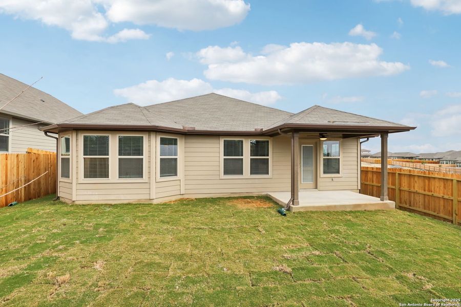 Exterior details and patio area of a home in Legendary Trails - Classic Series, Cibolo (Image 24).