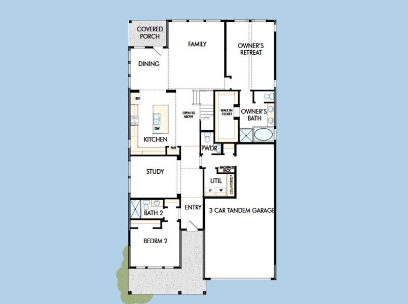 2D floor plan layout for the The Lade by David Weekley Homes in Two Step Farm 50', Montgomery, TX (Image 3).