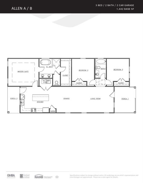 2D floor plan layout of this home in Pearland Old Townsite, Pearland, TX (Image 3).