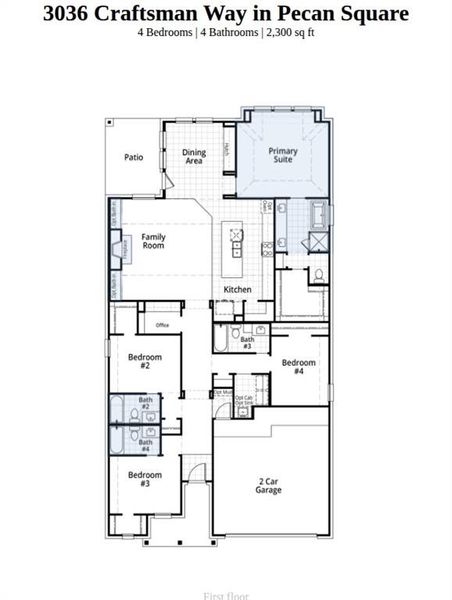 2D floor plan layout of this home in Pecan Square, Northlake, TX (Image 2). 2D floor plan layout of this home in Pecan Square, Northlake, TX (Image 2).