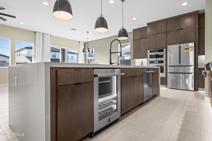 Wine Fridge and Island