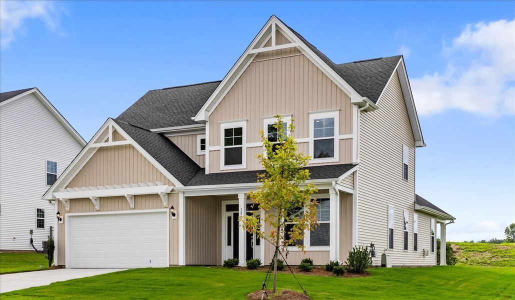 Front exterior of a new home in Fieldstone, Lexington, NC, highlighting curb appeal (Image 2). Front exterior of a new home in Fieldstone, Lexington, NC, highlighting curb appeal (Image 2).