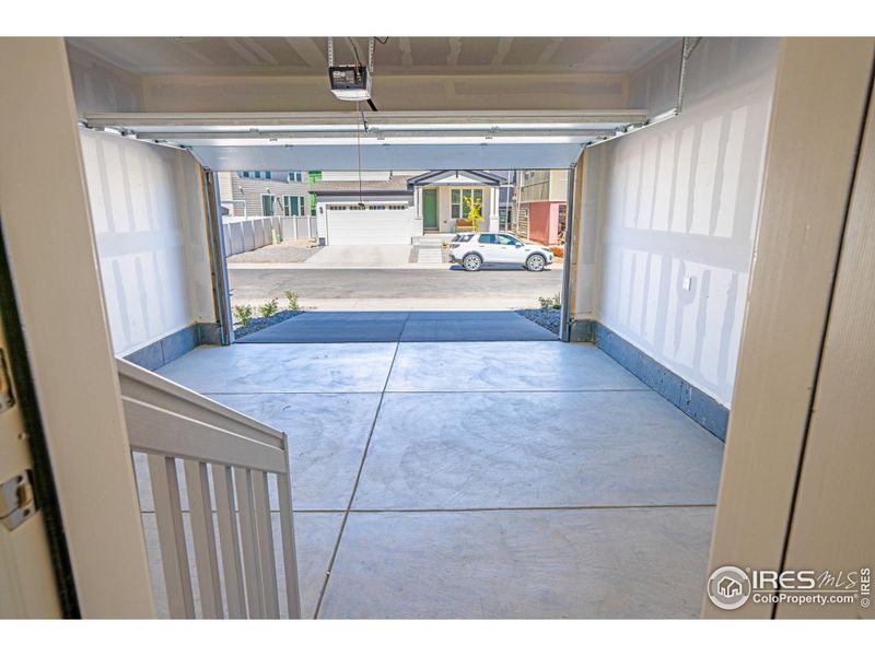 garage with 2 EV outlet and 1 prewired EV outlet. House prewired for solar.