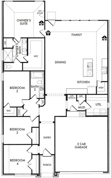 2D floor plan layout for the Austin by Impression Homes in De Berry Reserve, Royse City, TX (Image 3). 2D floor plan layout for the Austin by Impression Homes in De Berry Reserve, Royse City, TX (Image 3).