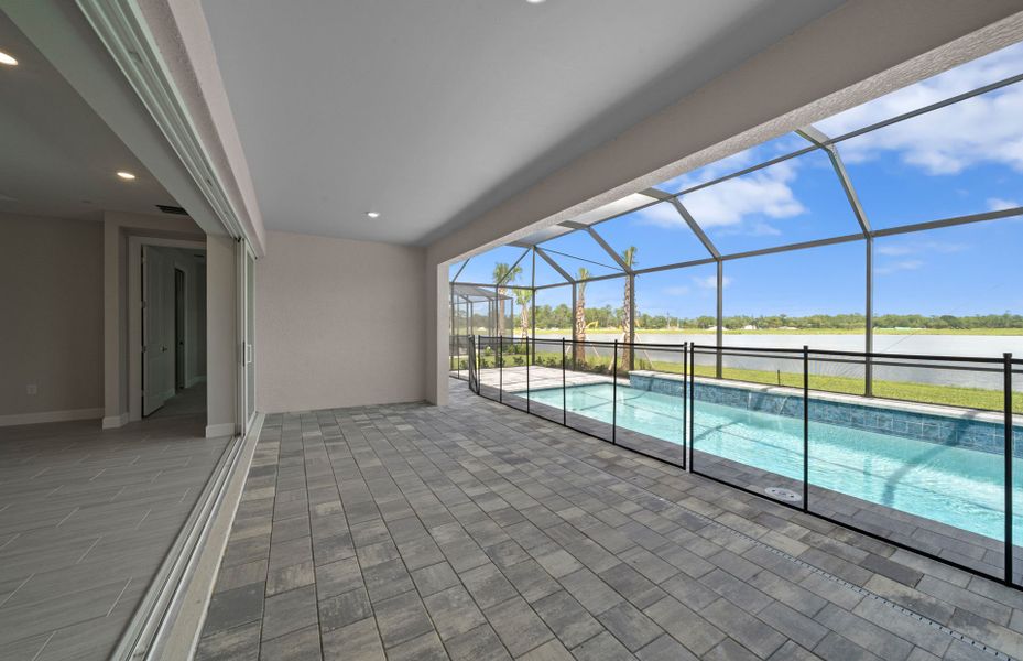 Exterior details and patio area of a home in Del Webb Oak Creek, North Fort Myers (Image 23).