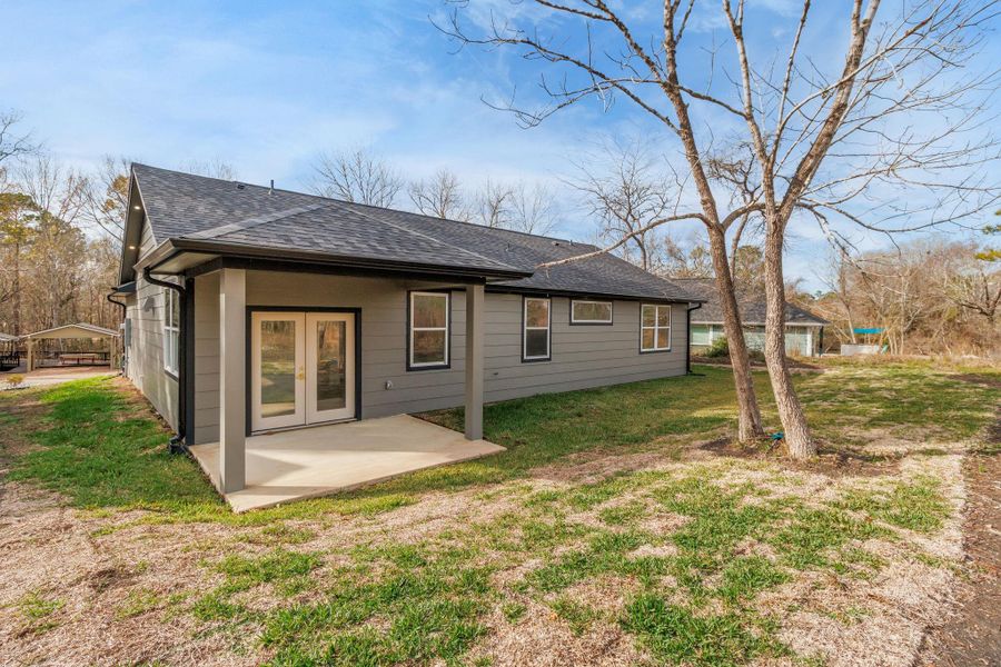 Relax on the covered back patio