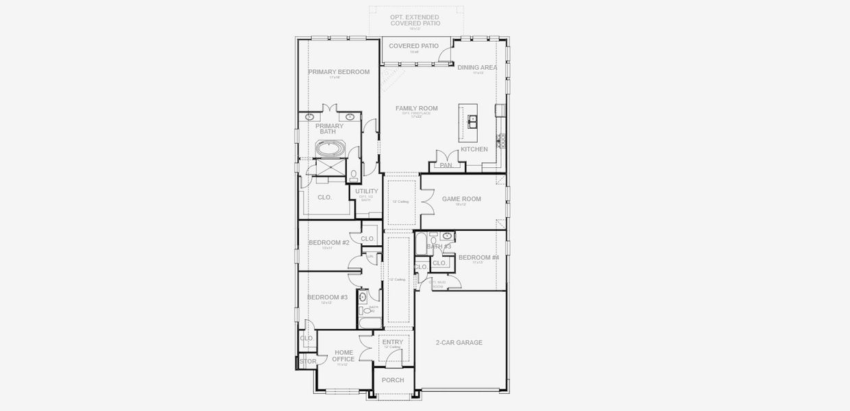2D floor plan layout for the 2737M by Perry Homes in Lakes of Cane Island, Katy, TX (Image 3).