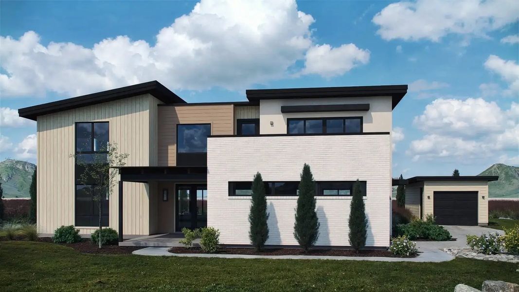 Representative exterior photo of a completed home built from the Ironwood by Work Shop Colorado in Signature at Crystal Valley, Castle Rock, CO (Image 1).