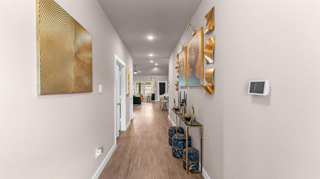 Just down the hall is the home office.