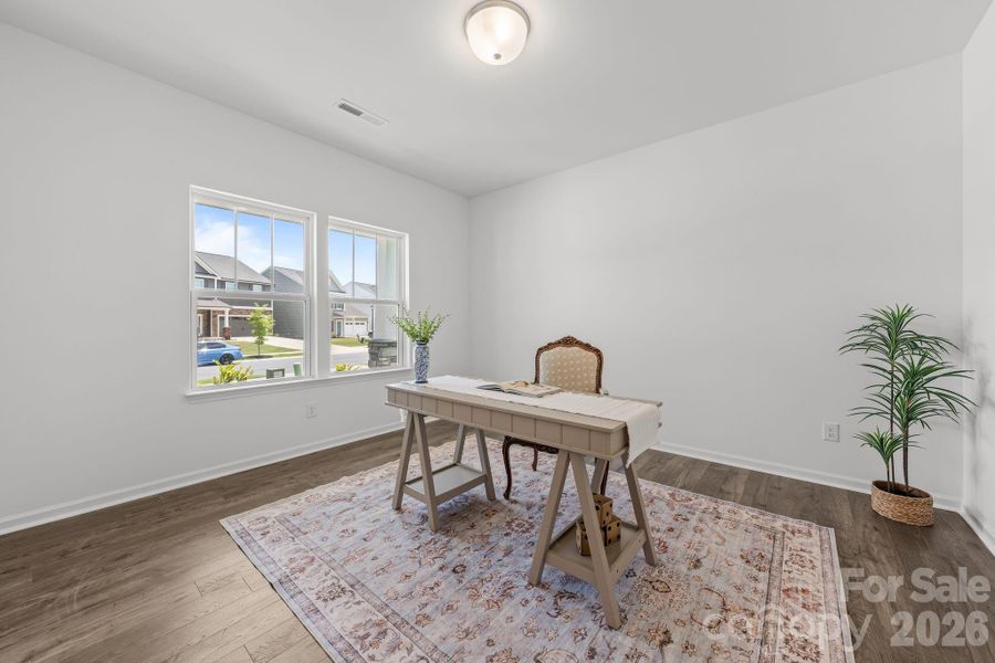 Office space as soon as you walk in with natural light and french doors Office space as soon as you walk in with natural light and french doors