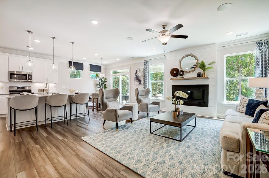 Open family room/kitchen/breakfast area