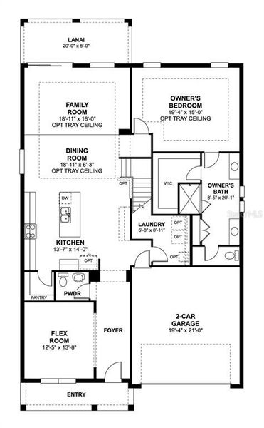 2D floor plan layout of this home in Estates at Rivercrest, Sanford, FL (Image 4).